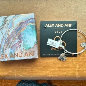 NWT Alex and Ani ‘Love' Charm Bracelet